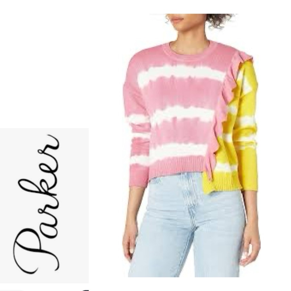 Parker Jorja tie-dye ruffle sweater